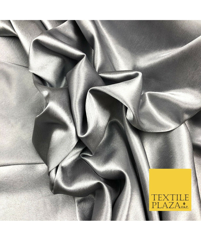SILVER GREY Silky Crepe Back Satin- Dress Wedding Prom Bridal 58" - SC490
