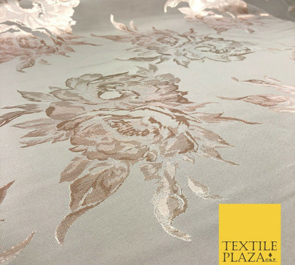 Luxury BLUSH STONE Large Floral Metallic Jacquard Fabric Waistcoats Jackets 1356