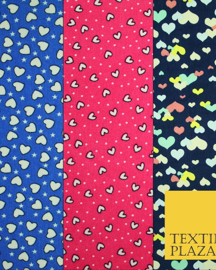 Small Cute Heart Love Valentine Rainbow Printed Crepe Polyester Dress Fabric 58"