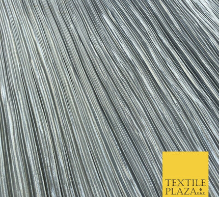 SILVER GREY Pleated Crushed Satin Stretch Fabric Dress Dance Skirt- 58" A1221