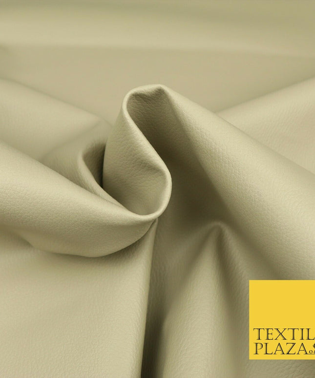 BEIGE Luxury Faux Leather Fabric Felt Backed PVC Fire Retardant Upholstery 1722