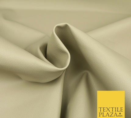 BEIGE Luxury Faux Leather Fabric Felt Backed PVC Fire Retardant Upholstery 1722
