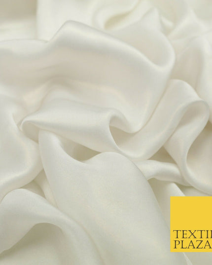 WHITE GOLD Fine Silky Metallic Shimmer Satin Georgette Dress Fabric Drape 1419