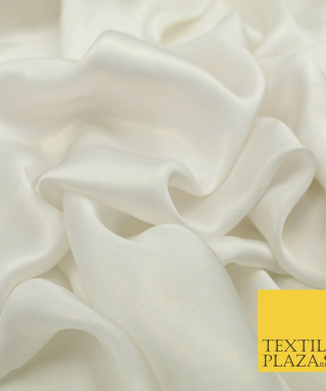 WHITE GOLD Fine Silky Metallic Shimmer Satin Georgette Dress Fabric Drape 1419