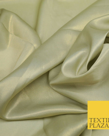 OYSTER GOLD Fine Silky Metallic Shimmer Satin Georgette Dress Fabric Drape 1437
