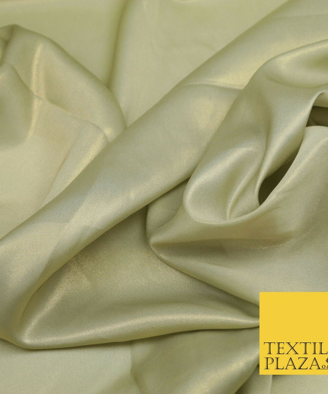OYSTER GOLD Fine Silky Metallic Shimmer Satin Georgette Dress Fabric Drape 1437