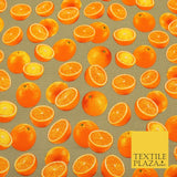 Warm Grey Fruity ORANGES 100% COTTON CANVAS Soft Fabric Craft Dress Bags 1639