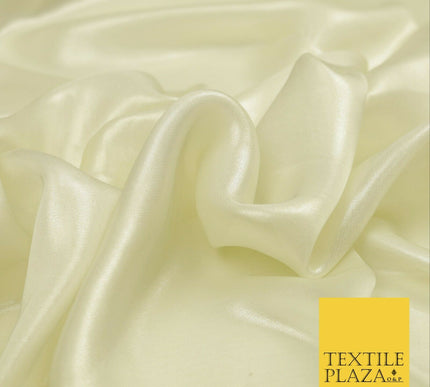 IVORY SILVER Fine Silky Metallic Shimmer Satin Georgette Dress Fabric Drape 1422