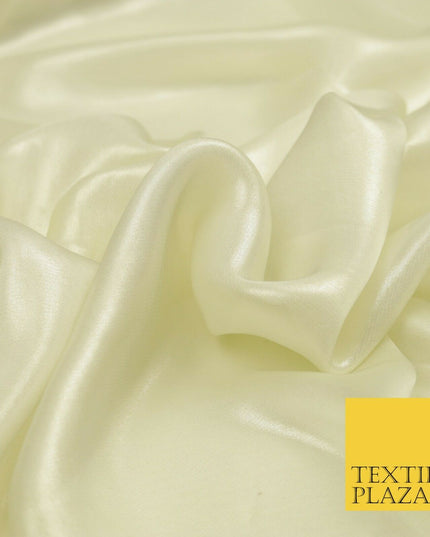 IVORY SILVER Fine Silky Metallic Shimmer Satin Georgette Dress Fabric Drape 1422