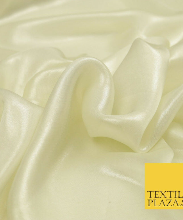 IVORY SILVER Fine Silky Metallic Shimmer Satin Georgette Dress Fabric Drape 1422