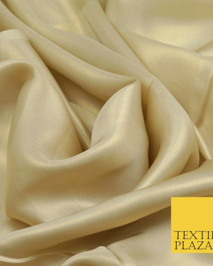 CHAMPAGNE GOLD Fine Silky Metallic Shimmer Satin Georgette DressFabric Drape1435