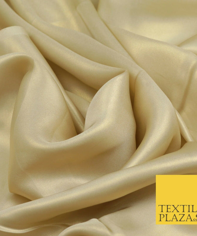 CHAMPAGNE GOLD Fine Silky Metallic Shimmer Satin Georgette DressFabric Drape1435