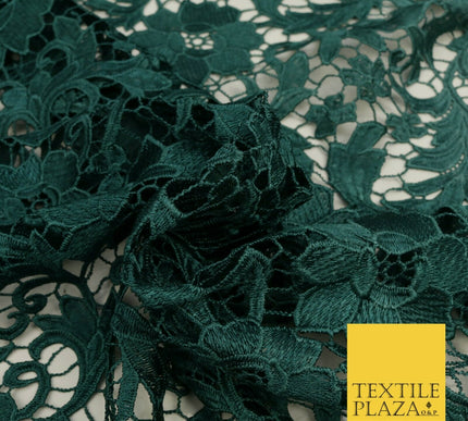 FOREST GREEN Luxury Webbed Flower Guipure Lace Dress Fabric Wedding Bridal 1589