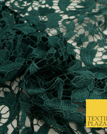FOREST GREEN Luxury Webbed Flower Guipure Lace Dress Fabric Wedding Bridal 1589