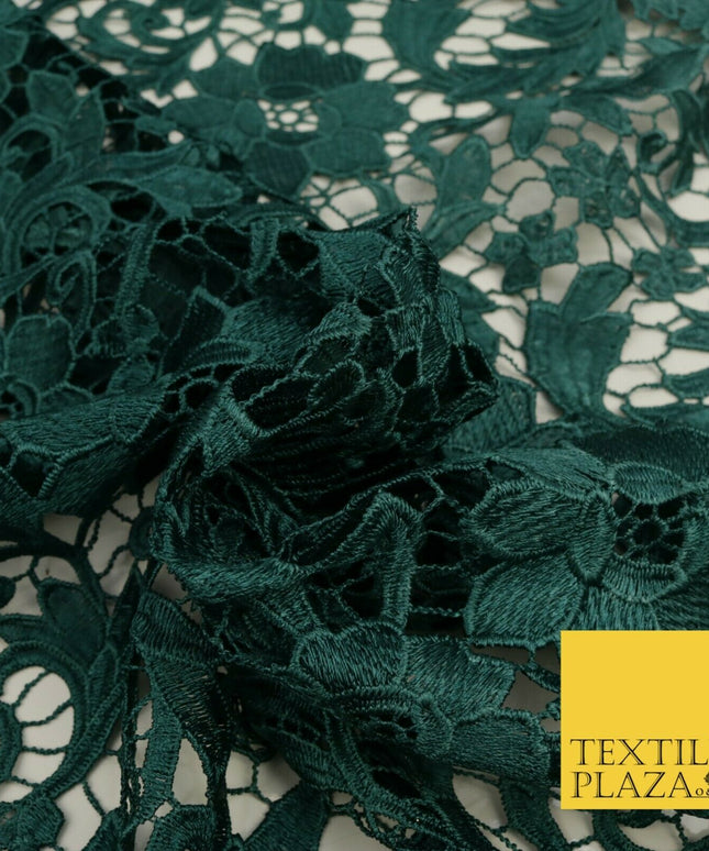 FOREST GREEN Luxury Webbed Flower Guipure Lace Dress Fabric Wedding Bridal 1589