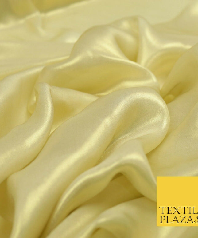 VANILLA GOLD Fine Silky Metallic Shimmer Satin Georgette Dress Fabric Drape 1421