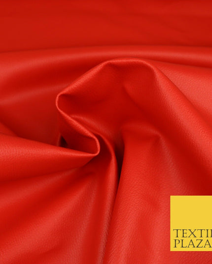 RED Luxury Faux Leather Fabric Felt Backed PVC Fire Retardant Upholstery 1719