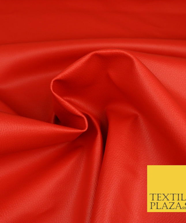 RED Luxury Faux Leather Fabric Felt Backed PVC Fire Retardant Upholstery 1719