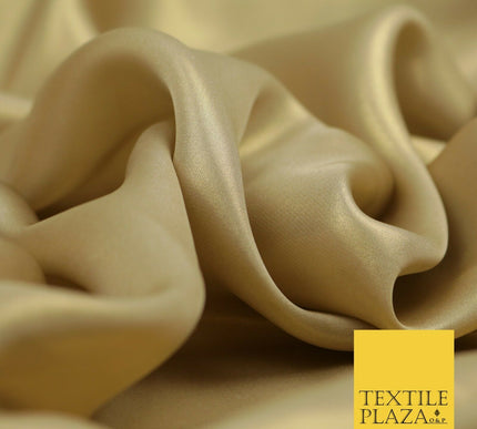 LIGHT GOLD Fine Silky Metallic Shimmer Satin Georgette Dress Fabric Drape 1434