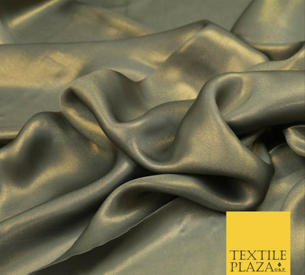 GRAPHITE GOLD Fine Silky Metallic Shimmer Satin Georgette Dress Fabric Drape1424
