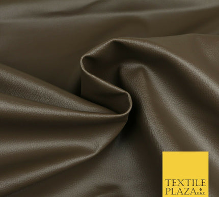 COFFEE Luxury Faux Leather Fabric Felt Backed PVC Fire Retardant Upholstery 1718