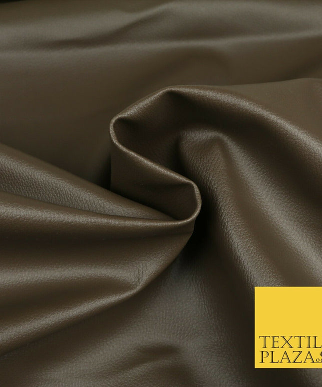 COFFEE Luxury Faux Leather Fabric Felt Backed PVC Fire Retardant Upholstery 1718