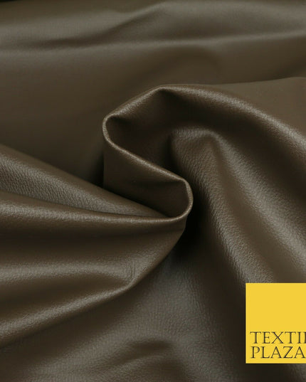 COFFEE Luxury Faux Leather Fabric Felt Backed PVC Fire Retardant Upholstery 1718