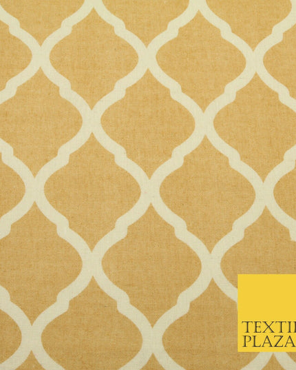 Canary Yellow Lattice POLYCOTTON CANVAS Dress Fabric Craft Bags 60" Wide 1644