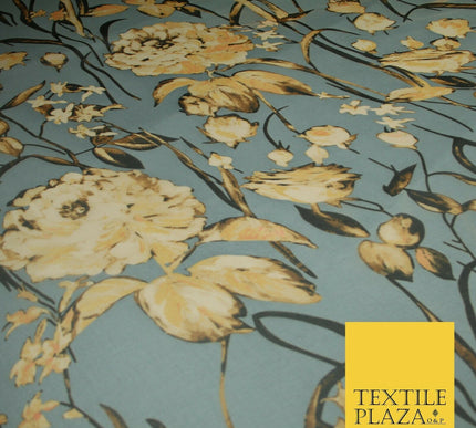 Premium Vintage Floral Flower Shaded Multicolour Printed Georgette Dress Fabric