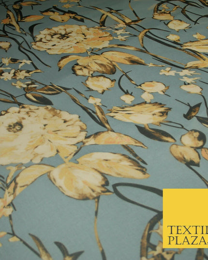 Premium Vintage Floral Flower Shaded Multicolour Printed Georgette Dress Fabric
