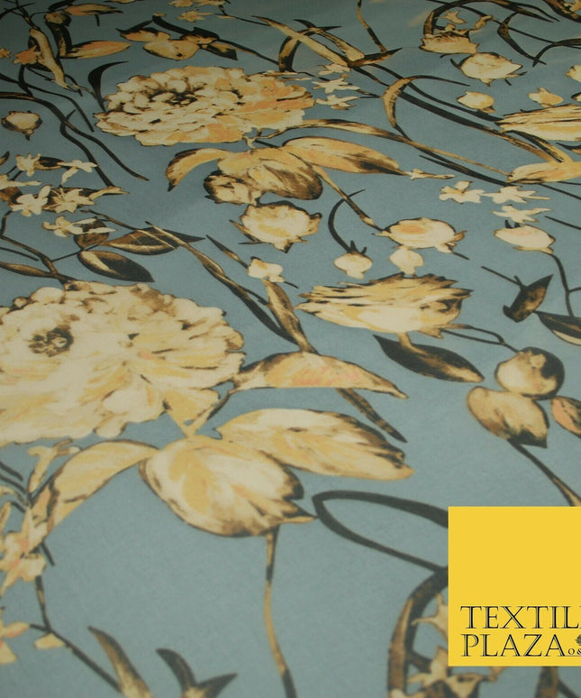 Premium Vintage Floral Flower Shaded Multicolour Printed Georgette Dress Fabric