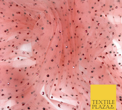 LIGHT SALMON PINK Diamonte Multi Stone MeshNet Fabric BridalSheer CraftDress1441