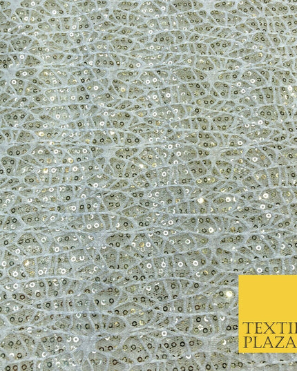 IVORY Webbed Sequin Net Lace Dress Fabric Backdrop Dance Sparkle 1238