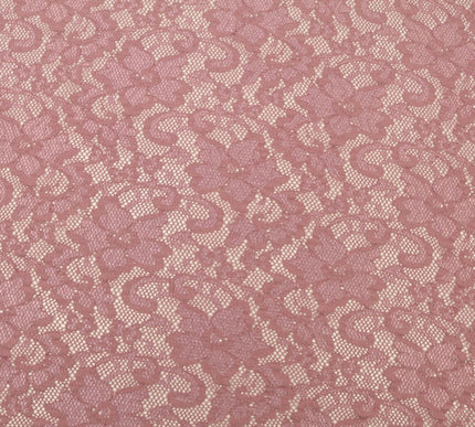 Dusty Pink Mauve Flower Satin Weave Lace Fabric Trendy Dress Fashion 1725