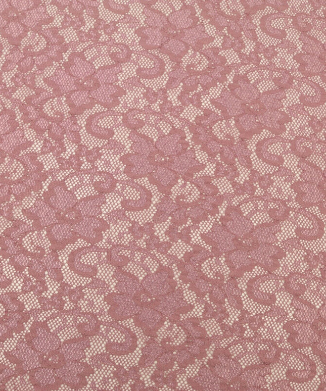 Dusty Pink Mauve Flower Satin Weave Lace Fabric Trendy Dress Fashion 1725