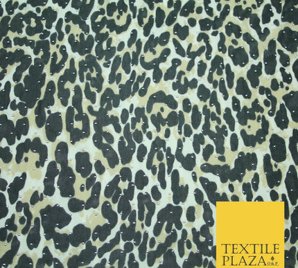 4 Way Stretch Cheetah Print Metallic Dot Jersey Power Net Mesh Dress Fabric 2420