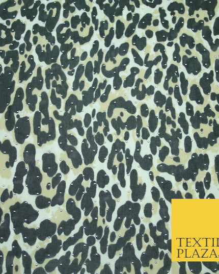 4 Way Stretch Cheetah Print Metallic Dot Jersey Power Net Mesh Dress Fabric 2420