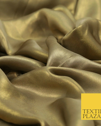 MUSHROOM Fine Silky Metallic Shimmer Satin Georgette Dress Fabric Drape 1430