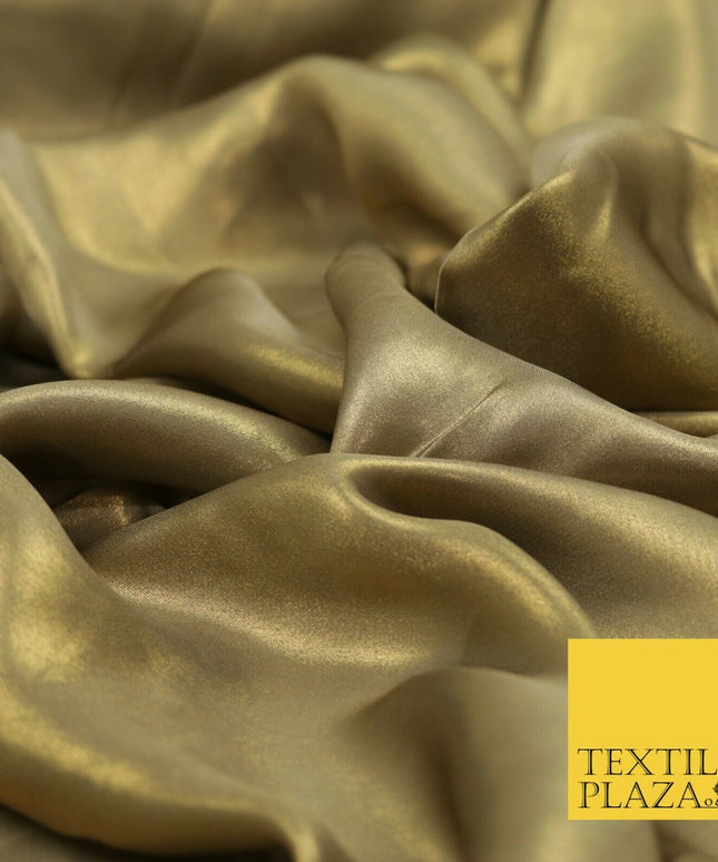 MUSHROOM Fine Silky Metallic Shimmer Satin Georgette Dress Fabric Drape 1430