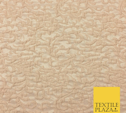 PALE PEACH Ornate Floral 3D Bubble Brocade Dress Fabric Metallic Fancy 1366