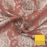 DUSTY PINK Luxury Floral Rose Textured Brocade Dress Fabric Metallic Fancy 1360