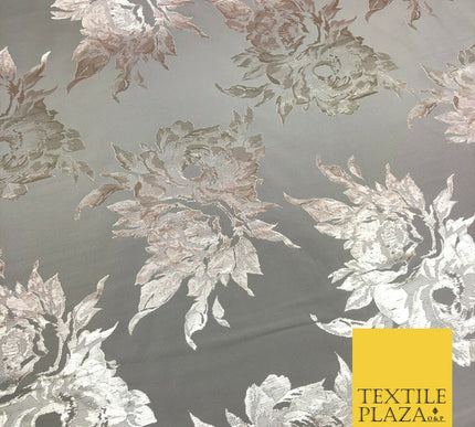 Luxury BLUSH STONE Large Floral Metallic Jacquard Fabric Waistcoats Jackets 1356