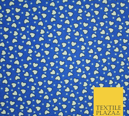 Small Cute Heart Love Valentine Rainbow Printed Crepe Polyester Dress Fabric 58"