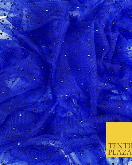 ROYAL BLUE Diamonte Multi Stone Mesh Net Fabric Bridal Sheer Craft Dress 1440
