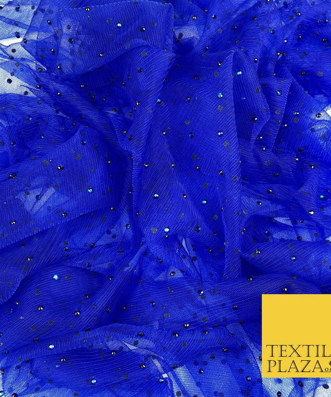 ROYAL BLUE Diamonte Multi Stone Mesh Net Fabric Bridal Sheer Craft Dress 1440
