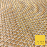 WHITE & GOLD Satin Bonded Large Hexagon Lace Dancewear Dress Fabric 1245