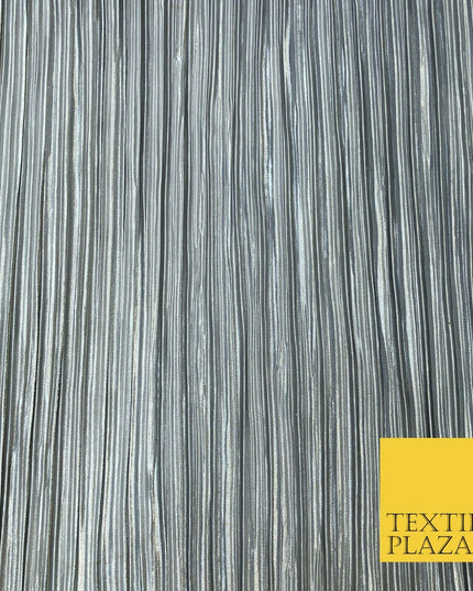SILVER GREY Pleated Crushed Satin Stretch Fabric Dress Dance Skirt- 58" A1221