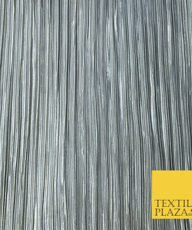 SILVER GREY Pleated Crushed Satin Stretch Fabric Dress Dance Skirt- 58" A1221