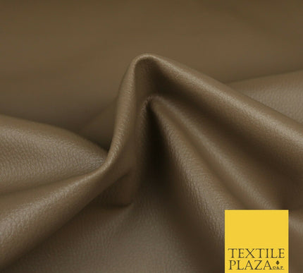 TAUPE Luxury Faux Leather Fabric Felt Backed PVC Fire Retardant Upholstery 1716