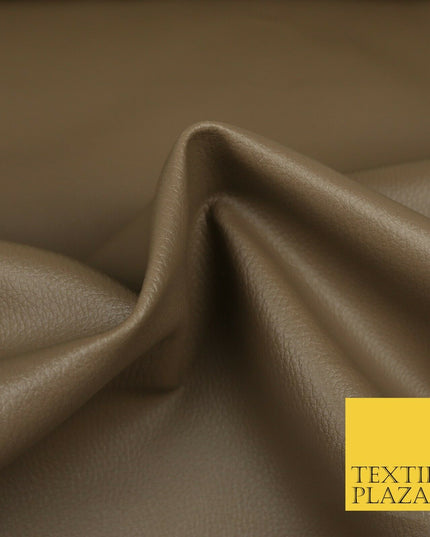 TAUPE Luxury Faux Leather Fabric Felt Backed PVC Fire Retardant Upholstery 1716